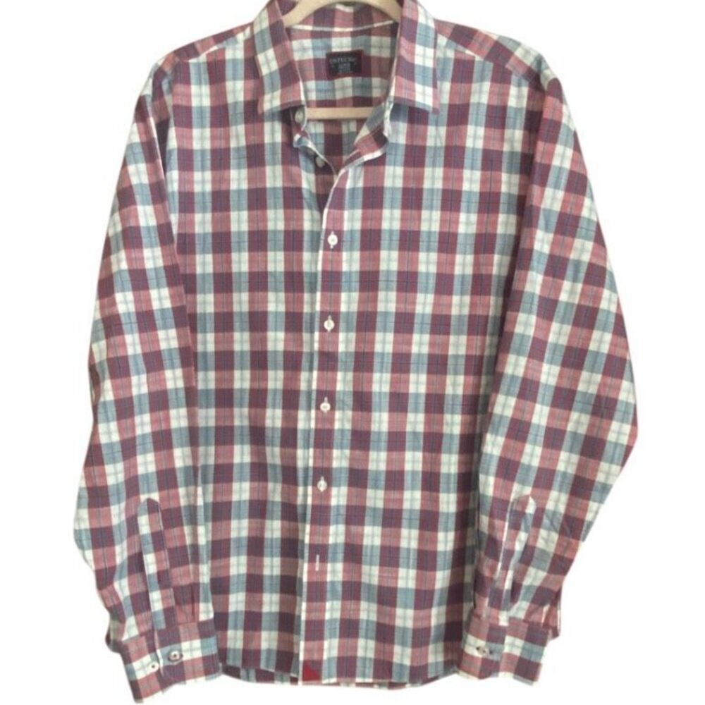 UNTUCKit Denner WF Red Plaid Button Down Shirt XL Wrinkle Free